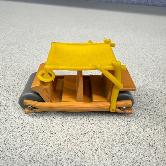 Flinstones Car Vintage 1990 Hanna-Barbera Toy Vehicle Yellow Canopy Flintmobile - Picture 3 of 6